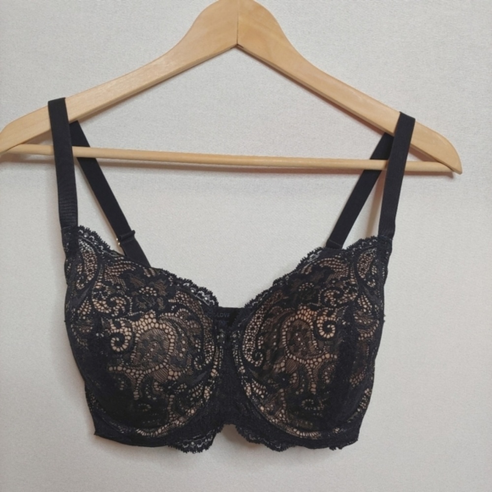 ThirdLove 24/7 Lace Balconette Bra Tan Black‎ 32F
